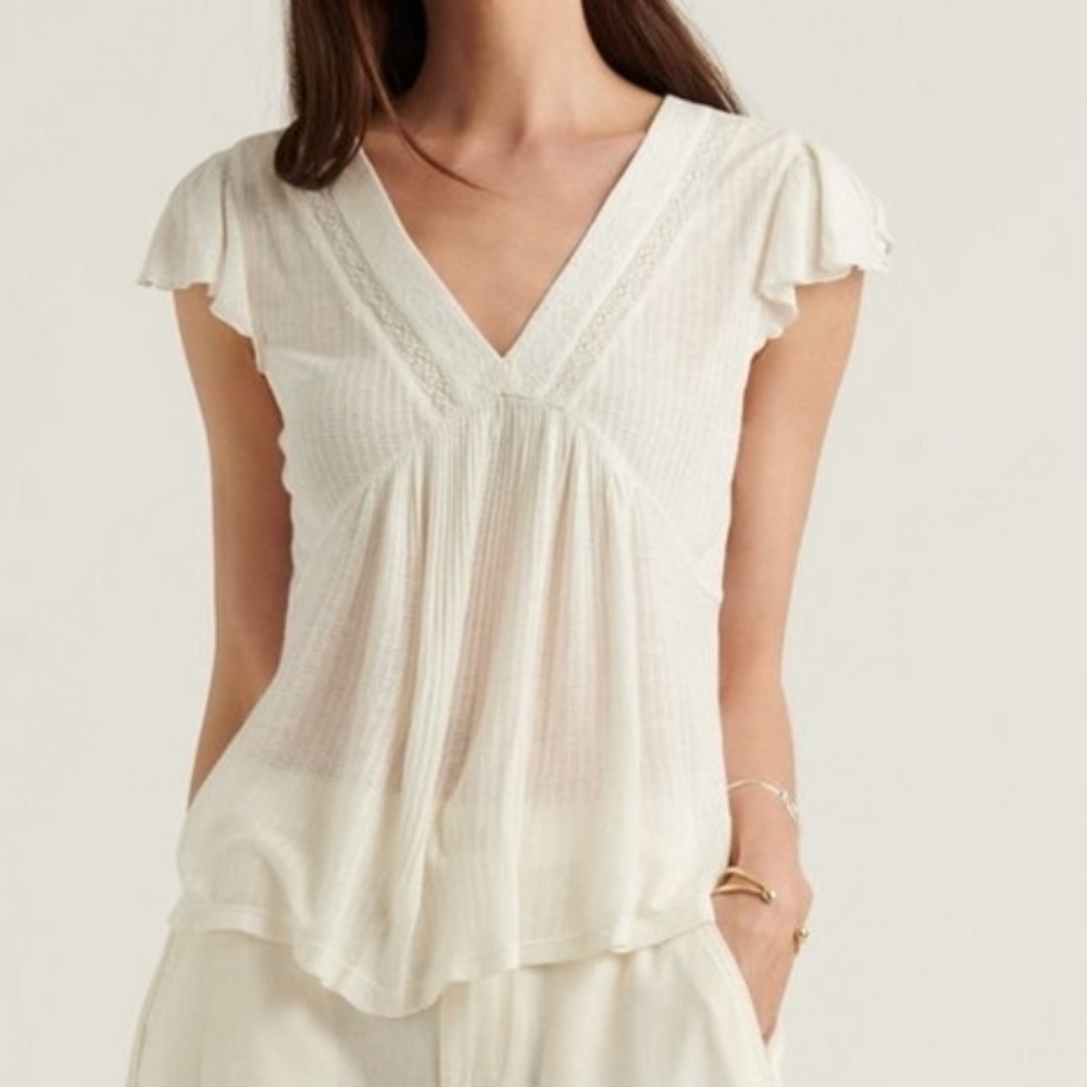 Lucky Brand V-Neck Embroidered Blouse